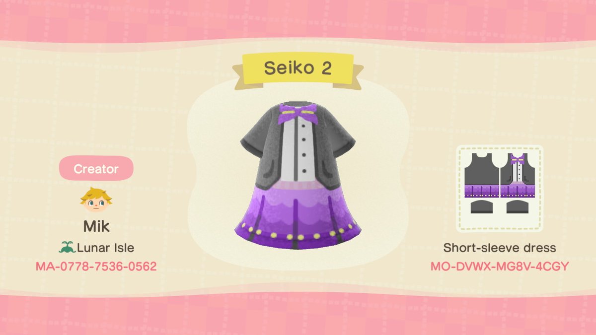 screenshot of another animal crossing seiko dress design